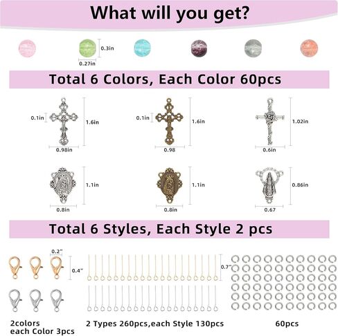 BINRANHS Catholic Rosary Making Kit for Adults Kids,DIY Wedding Rosary Jewelry Necklace Making Kit,704pcs Rosary Making Kits,Rosary Prayer Making Supplies First Communion Necklace Set in Saudi Arabia