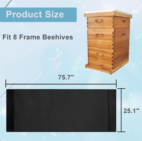 Winter Bee Hive Wrap for 8 Beehives ، غطاء حماية الشتاء النحل ، التفاف العزل الدافئ النحل الدافئ للرياح لمعظم مستلزمات تربية النحل (75.5 "x25.1") in Saudi Arabia