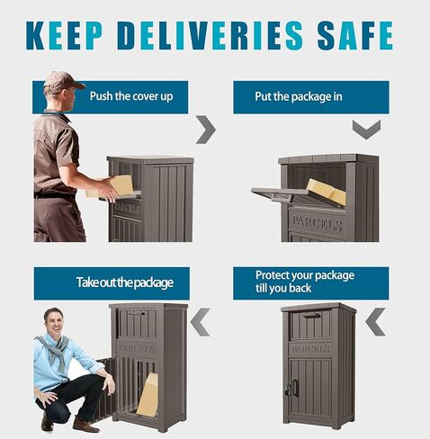 Package Delivery Box for Outside, Outdoor Storage with Lockable Secure, Anti-Theft Parcel Drop Boxes Outdoor Package Delivery and Waterproof for Porch, House, Curbside in Saudi Arabia