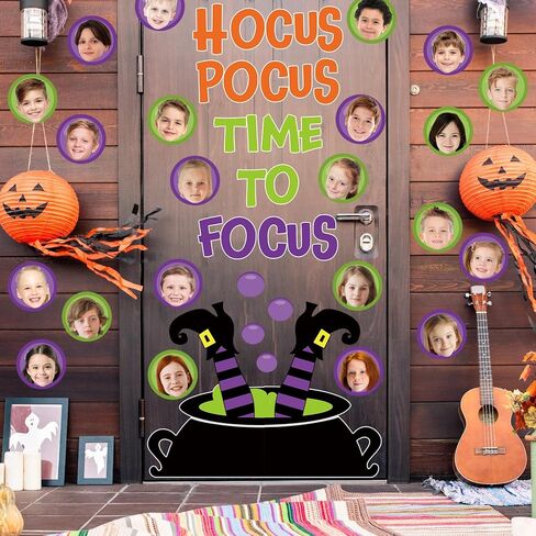 50pcs alloween paper cletouts witch cauldron hocus pocus الوقت لتركيز زخرفة لوحة الإعلانات مع 100pcs Glue Points for Halloween Party Charroom in Kuwait