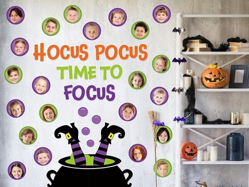 50pcs alloween paper cletouts witch cauldron hocus pocus الوقت لتركيز زخرفة لوحة الإعلانات مع 100pcs Glue Points for Halloween Party Charroom in Kuwait