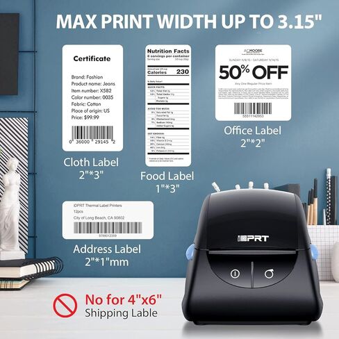 IDPRT THERMAL LABEL PRINTER SP310 - صانع الملصقات مع اكتشاف الملصقات التلقائية ، ودعم 1 "-3.15" عرض طباعة ، و Windows & Mac ، مناسب للباركود ، والعنوان ، والملء والتخزين للمنزل ، والمكتب والأعمال (متجددة) in Kuwait