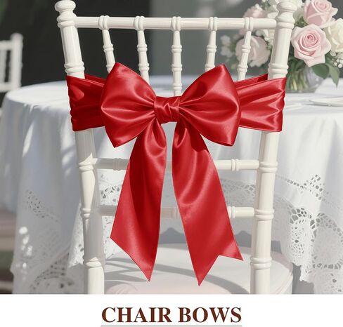 Q&J Fabric Co 3'' Wide Shiny Satin Ribbon 25 Yards/Roll Red Large Polyester Gift Wrap Ribbon Smooth for Crafts Bows Chair Sash Cake Bouquets Wedding Party Decoration Floral Sewing in Saudi Arabia