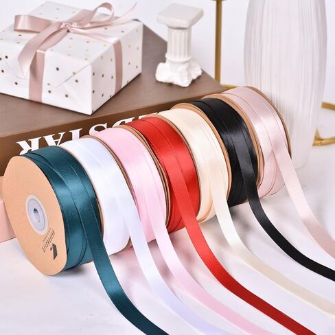 WRAPAHOLIC Ivory Double-Faced Satin Ribbon, 50 Yards x 1/2 Inch - Satin Polyester Ribbon Perfect for Gift Wrapping Birthday Wedding Party Decoration in Saudi Arabia