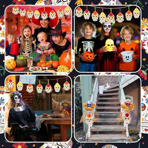 Fennoral 10 Pack Day of the Dead Craft Kits للأطفال تجعلك تملك Sugar Skull De de Los Muertos Ornament DIY تلوين الفنون والحرف الخشبية لصالح عيد الهالوين الإمدادات الزخرفية المكسيكية in Kuwait