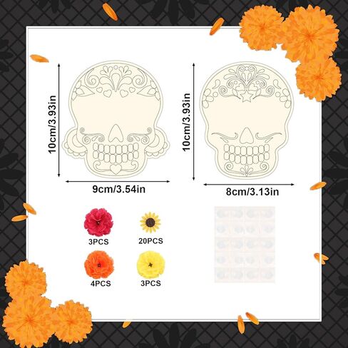 Fennoral 10 Pack Day of the Dead Craft Kits للأطفال تجعلك تملك Sugar Skull De de Los Muertos Ornament DIY تلوين الفنون والحرف الخشبية لصالح عيد الهالوين الإمدادات الزخرفية المكسيكية in Kuwait
