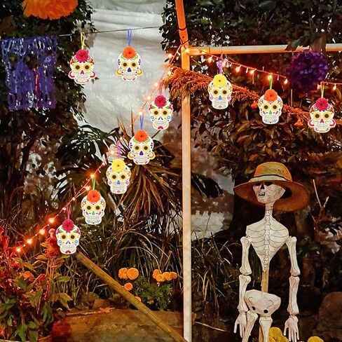 Fennoral 10 Pack Day of the Dead Craft Kits للأطفال تجعلك تملك Sugar Skull De de Los Muertos Ornament DIY تلوين الفنون والحرف الخشبية لصالح عيد الهالوين الإمدادات الزخرفية المكسيكية in Kuwait