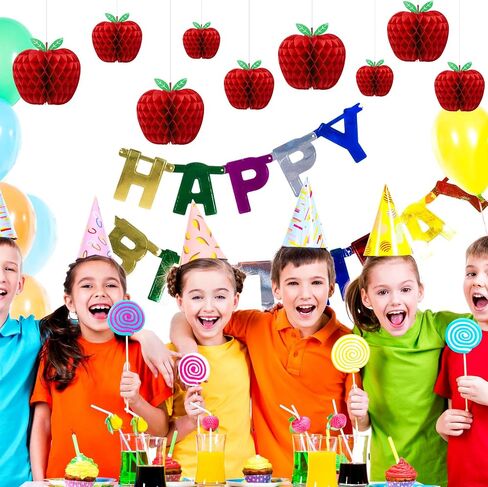 BestoFun 9-Piece Red Apple Honeycomb Paper Hanging Decorations - Back to School, Teacher Appreciation Day - Traditional Fruit Theme in Saudi Arabia