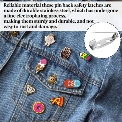 200pcs Brooch Pin Backs, 20mm Silver Safety Bar Pins for Crafts, Metal Flat Back Locking Clasp for DIY Jewelry Making Badge Name Tag Tie Tacks Citation in Kuwait