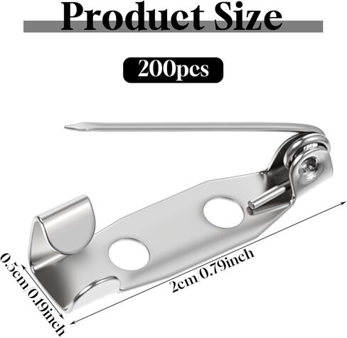 200pcs Brooch Pin Backs, 20mm Silver Safety Bar Pins for Crafts, Metal Flat Back Locking Clasp for DIY Jewelry Making Badge Name Tag Tie Tacks Citation in Kuwait