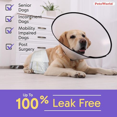 Petsworld Dog Diapers Male Male - 50 Count يمكن التخلص منها - فرق البطن الفائقة الصديقة للفراء مع مؤشر البلل - لفائف الكلاب القابلة للتعديل لسلس السلس والتدريب (الخصر 18-25 بوصة) in Kuwait