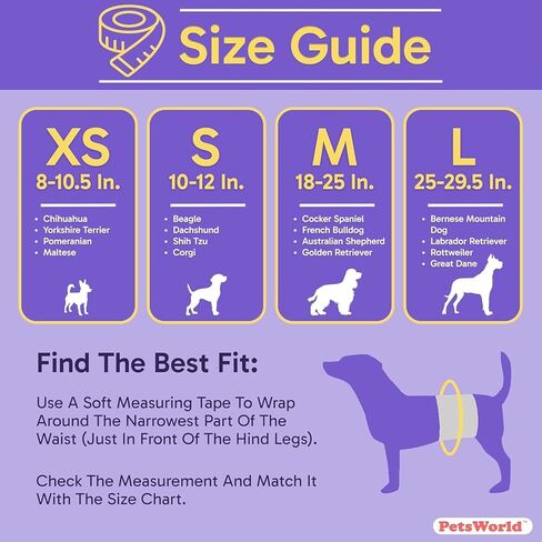 Petsworld Dog Diapers Male Male - 50 Count يمكن التخلص منها - فرق البطن الفائقة الصديقة للفراء مع مؤشر البلل - لفائف الكلاب القابلة للتعديل لسلس السلس والتدريب (الخصر 18-25 بوصة) in Kuwait