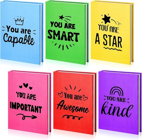 6 Pcs Stretchable Book Cover Reusable Protector for Hardcover Textbooks up to 9 x 11, Inspirational Colored Quotes Book Covers Washable Textbook Protector for Back to School Gift Supplies in Saudi Arabia
