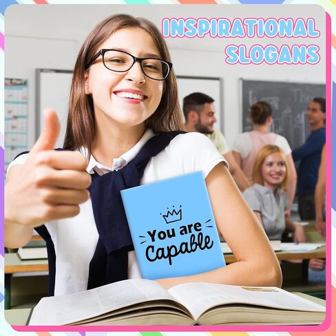 6 Pcs Stretchable Book Cover Reusable Protector for Hardcover Textbooks up to 9 x 11, Inspirational Colored Quotes Book Covers Washable Textbook Protector for Back to School Gift Supplies in Saudi Arabia
