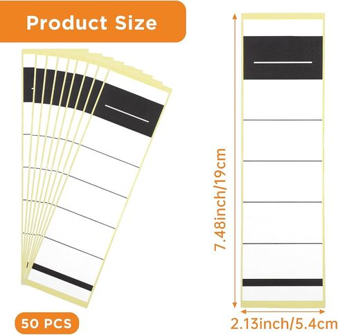 50 PCS ملصقات ملفات لمجلدات الملفات اللاصقة الذاتي 7.48 "× 2.13" ملصقات ملصقات فارغة للكتابة على ملصقات قابلة للكتابة تسمية العمود الفقري الاسم القابل للكتابة لأرشفة مكتبة المكتب (أسود أبيض) in Kuwait