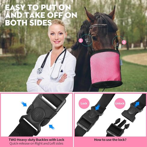 Horse Feed Bag 2 Pcs, Mesh Feed Bags for Horses, Muzzle Feedbag for Feeding Grain, Anti-Spill Design Feeder, Soft Neck Pad Nose Pad, Universal Fit (Mint, Pack of 2) in Kuwait