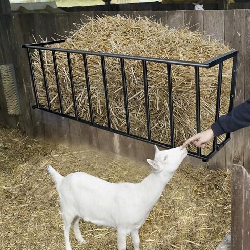 Hay Rack, 40’’ Hay Feeder Wall Mount, 25 Gallon Capacity Easy Install & No Wast Design Metal Corner Hay Feeder for Goat, Idea for Sheep, Livestock Feeders Hanging Indoor/Outdoor in Saudi Arabia