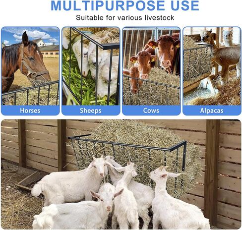 Hay Rack, 40’’ Hay Feeder Wall Mount, 25 Gallon Capacity Easy Install & No Wast Design Metal Corner Hay Feeder for Goat, Idea for Sheep, Livestock Feeders Hanging Indoor/Outdoor in Saudi Arabia