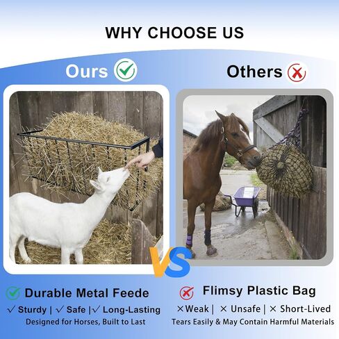 Hay Rack, 40’’ Hay Feeder Wall Mount, 25 Gallon Capacity Easy Install & No Wast Design Metal Corner Hay Feeder for Goat, Idea for Sheep, Livestock Feeders Hanging Indoor/Outdoor in Saudi Arabia