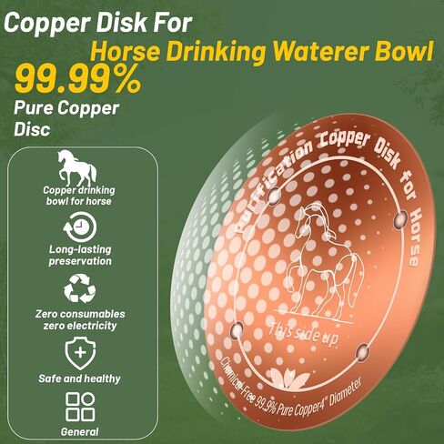 Copper Disk for Horse Drinking Waterer Bowl|4-inch Diameter,0.6mm Thick|99.99% Pure Copper Disc|Automatic Horse Waterer Feeder Purification Disk with 4 Point Support|Purify Water All Year Round in Saudi Arabia