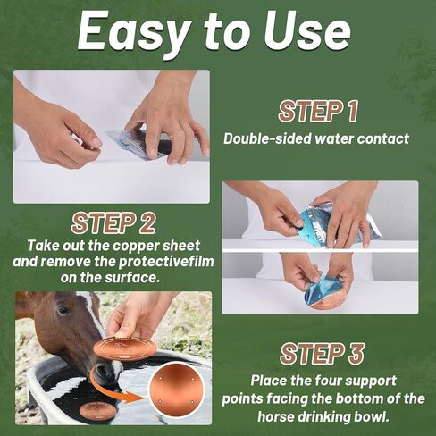 Copper Disk for Horse Drinking Waterer Bowl|4-inch Diameter,0.6mm Thick|99.99% Pure Copper Disc|Automatic Horse Waterer Feeder Purification Disk with 4 Point Support|Purify Water All Year Round in Saudi Arabia