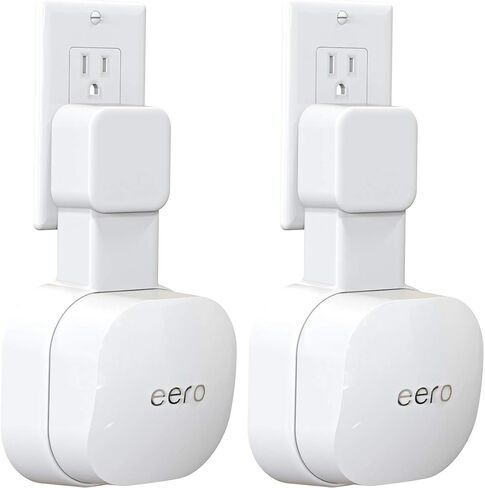 منفذ تثبيت على الحائط فقط لنظام eero 6 & 6+ شبكة Wi-Fi (ليس لـ Pro 6/Pro 6E)، لا توجد أسلاك فوضوية وحامل منفذ موفر للمساحة لموسع eero (عبوة واحدة) in Kuwait