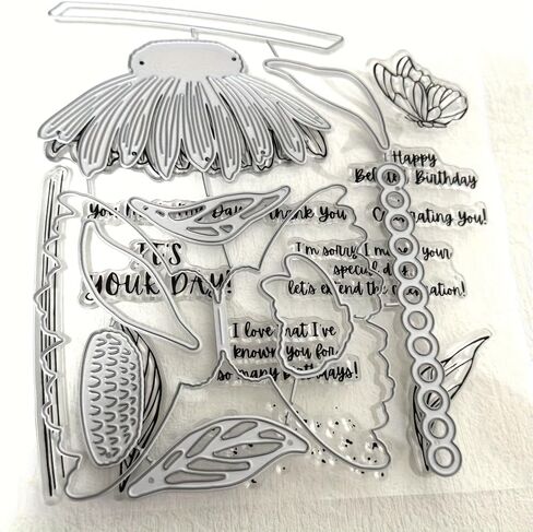 مجموعة موت Sunflower Stamp ، طوابع واضحة وقطع المعادن يموت لألبوم DIY Scrapbooking ألبوم الزخرفة ، الحرف لصنع البطاقات DIY in Kuwait
