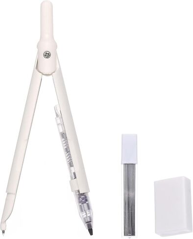 PATIKIL Compass for Geometry, Metal Compass with Extra Leads and Eraser Geometry Math Drafting Drawing Measuring Tools for Classroom Office Supplies, White in Saudi Arabia