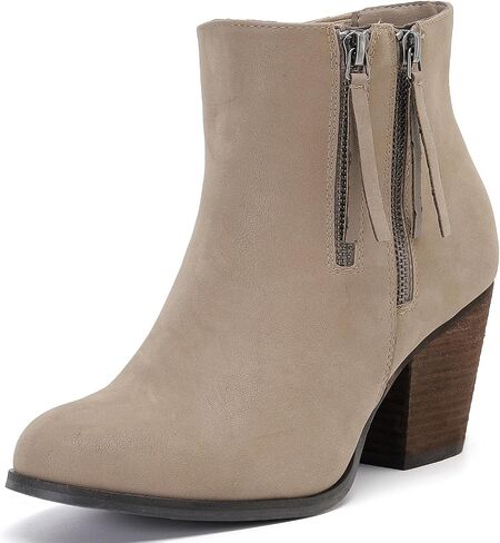 Luoika Women's Wide Width Ankle Boots, Chunky Heel Side Zipper Extra Wide Short Booties. in Saudi Arabia