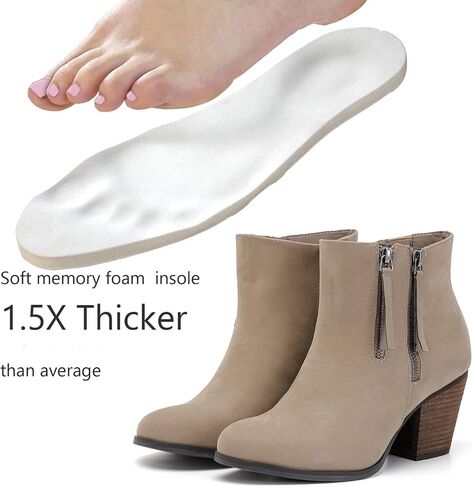 Luoika Women's Wide Width Ankle Boots, Chunky Heel Side Zipper Extra Wide Short Booties. in Saudi Arabia