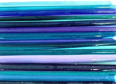 Devardi Glass المصباح المصابيح المصنوعة يدويًا ، قضبان زجاجية للخرز ، COE 104 Blues Mixed 1 LB in Kuwait