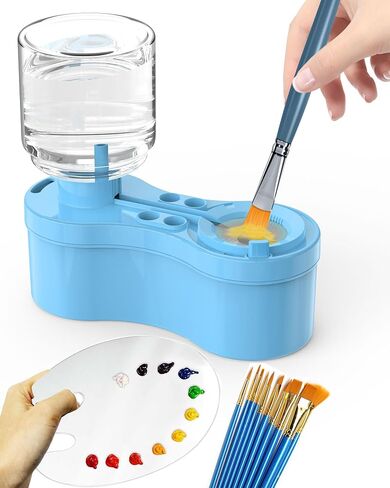 Paint Brush Cleaners, with Paint Palette and Brush Holder for Watercolor/Oil Acrylic and Water-Based Paints, Portable Paint Station & Rinsing Tool,Gift for Kids/Adults/Artist/Beginners Blue in Saudi Arabia