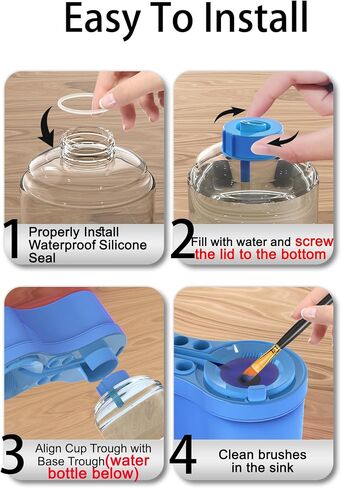 Paint Brush Cleaners, with Paint Palette and Brush Holder for Watercolor/Oil Acrylic and Water-Based Paints, Portable Paint Station & Rinsing Tool,Gift for Kids/Adults/Artist/Beginners Blue in Saudi Arabia
