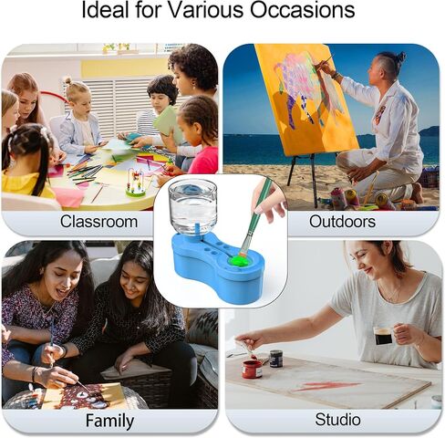 Paint Brush Cleaners, with Paint Palette and Brush Holder for Watercolor/Oil Acrylic and Water-Based Paints, Portable Paint Station & Rinsing Tool,Gift for Kids/Adults/Artist/Beginners Blue in Saudi Arabia