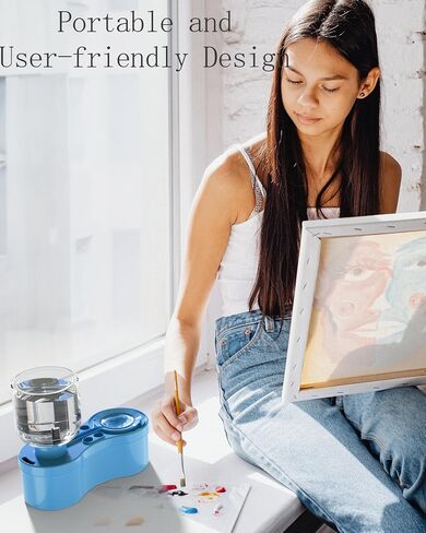 Paint Brush Cleaners, with Paint Palette and Brush Holder for Watercolor/Oil Acrylic and Water-Based Paints, Portable Paint Station & Rinsing Tool,Gift for Kids/Adults/Artist/Beginners Blue in Saudi Arabia