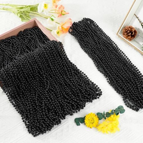 SHAOQINLIN 144 PCS Gold Mardi Gras Beads, Christmas Necklaces, Golden Bead Necklace, 33'' Metallic Gold Party Beads for Mardi Gras, Christmas, New Year's Day, Carnival Party Favors in Kuwait