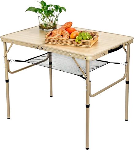 3 FT Folding Camping Table 2 Adjustable Heights Lightweight Aluminum Portable for Picnic, Beach BBQ, Cooking, Working Fold Up Dining Indoor & Outdoor Use in Kuwait