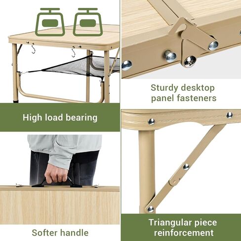3 FT Folding Camping Table 2 Adjustable Heights Lightweight Aluminum Portable for Picnic, Beach BBQ, Cooking, Working Fold Up Dining Indoor & Outdoor Use in Kuwait