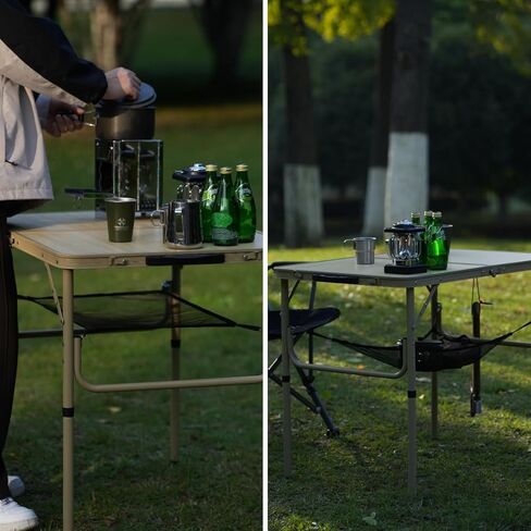 3 FT Folding Camping Table 2 Adjustable Heights Lightweight Aluminum Portable for Picnic, Beach BBQ, Cooking, Working Fold Up Dining Indoor & Outdoor Use in Kuwait