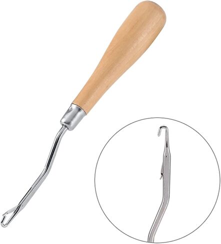 Wooden Handled Crochet Needle Carpet Repair Sealing Crochet, Crochet Latch Latch Hook Tool for Rugs Cushions and Hair Braids in Saudi Arabia