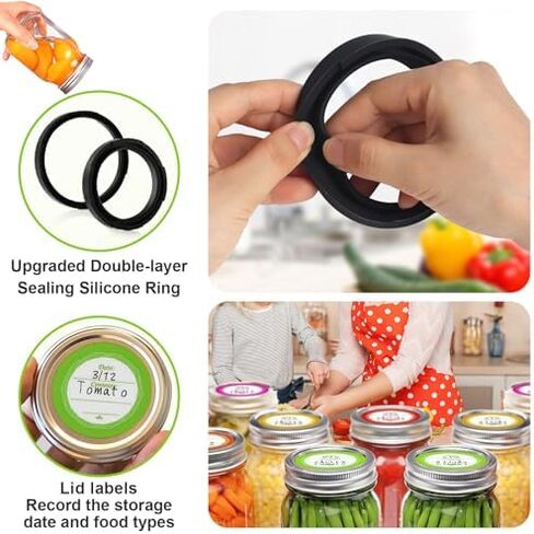 M11 Mason Jar Vacuum Sealer - طقم سدادة تفريغ جرة ميسون الكهربائية مع أغطية ميسون واسعة ومنتظمة للفم، سدادة تفريغ جرة لتعليب الجرار، آلة ختم فراغ لتخزين المواد الغذائية in Kuwait