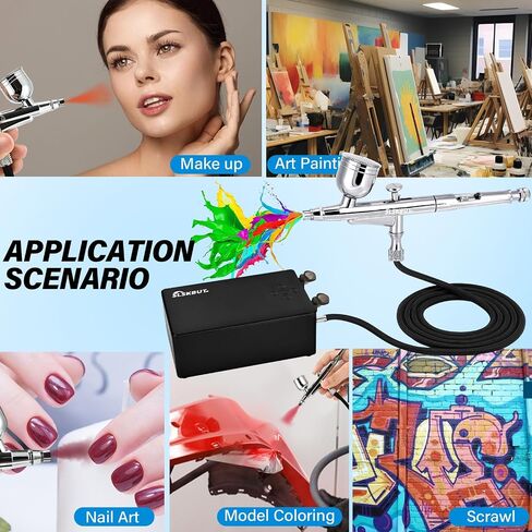 مجموعة تبخير الهواء SLSKBUT مع ضاغط الهواء 7-gear قابل للتعديل ، مجموعة فرشاة الهواء عالية البوصة ، 55 رطل ، مجموعة رذاذ البخاخة المزدوجة ، للطلاء ، فن الأظافر ، المكياج ، الطراز وتلوين الكيك in Saudi Arabia