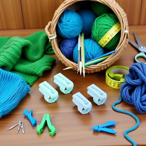 4Pcs Guides Sewing Accessories Wool Sweater Knitting Tool Yarn Guides Finger Splitter Thimble Ring,Practical Design and Durable, Sewing Thimbles (Blue and Green) in Saudi Arabia