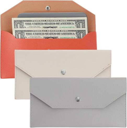 3 Pcs Cash Wallet,Cash Wallet Money Holder for Cashs,PU Leather Envelope Wallets for Budgeting,3 Colors Money Wallets Organizer for Cashs(White, Light grey, Orange) in Saudi Arabia