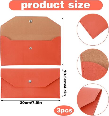 3 Pcs Cash Wallet,Cash Wallet Money Holder for Cashs,PU Leather Envelope Wallets for Budgeting,3 Colors Money Wallets Organizer for Cashs(White, Light grey, Orange) in Saudi Arabia