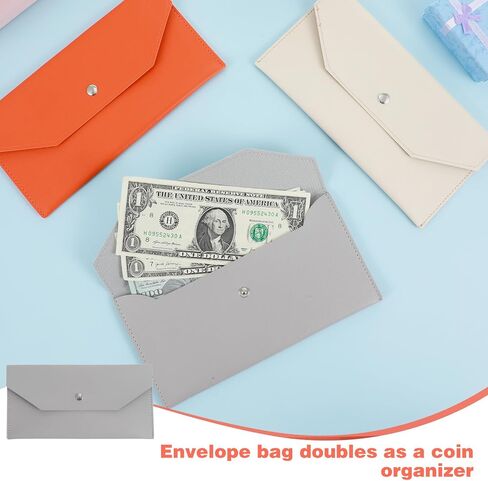 3 Pcs Cash Wallet,Cash Wallet Money Holder for Cashs,PU Leather Envelope Wallets for Budgeting,3 Colors Money Wallets Organizer for Cashs(White, Light grey, Orange) in Saudi Arabia