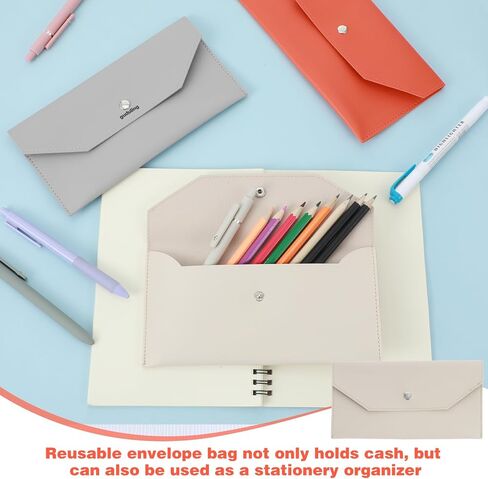 3 Pcs Cash Wallet,Cash Wallet Money Holder for Cashs,PU Leather Envelope Wallets for Budgeting,3 Colors Money Wallets Organizer for Cashs(White, Light grey, Orange) in Saudi Arabia