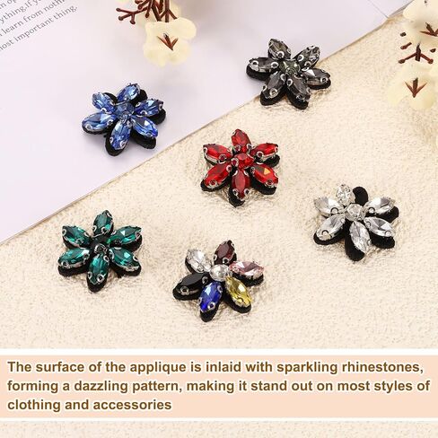 uxcell 10Pcs Handmade Flower Beaded Patches, Glass Crystal Appliques Embroidery Sewing Beaded Flower Applique Patch for Dress Bags Headband Decor, Multicolor in Saudi Arabia