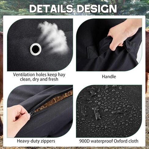 Abbylike Oxford Waterproof Rolling Hay Bale Bag 4 Heavy Duty Wheels 46 x 23 x 16 Inch Extra Large Breathable Hay Storage Container for Horses for Storage Transport and competitions(Simple Style) in Saudi Arabia