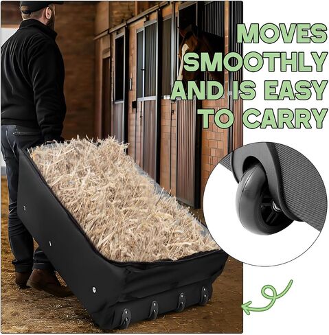 Abbylike Oxford Waterproof Rolling Hay Bale Bag 4 Heavy Duty Wheels 46 x 23 x 16 Inch Extra Large Breathable Hay Storage Container for Horses for Storage Transport and competitions(Simple Style) in Saudi Arabia